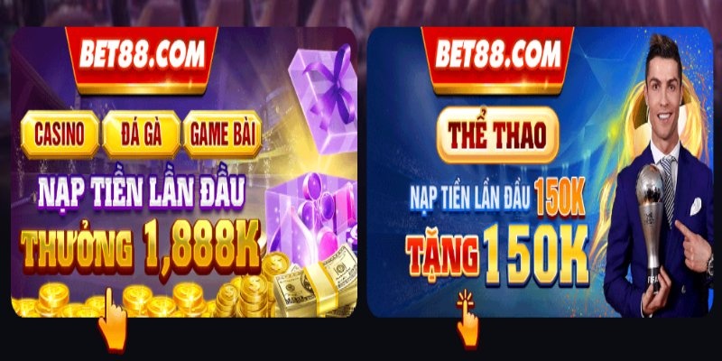 Nạp tiền lần đầu nhận thưởng lớn cùng các trò chơi BET88